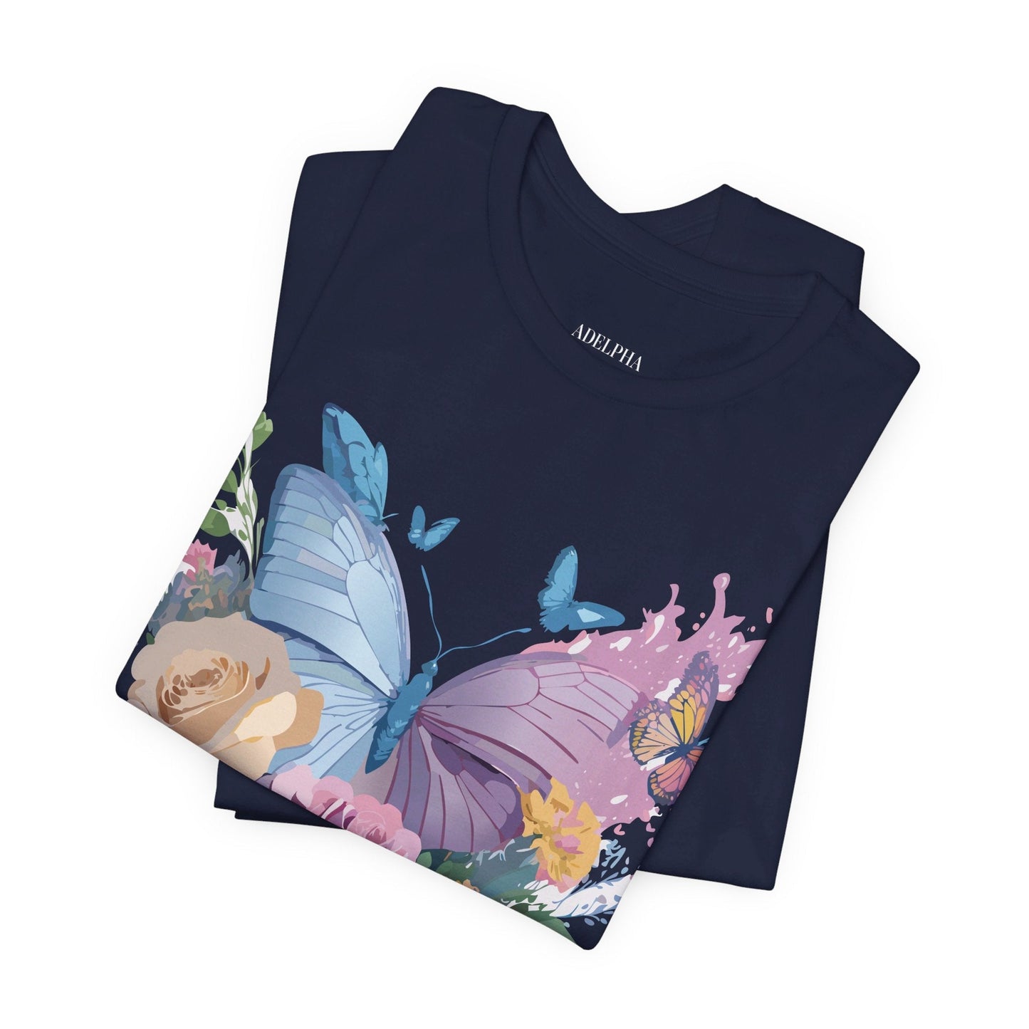Butterfly Graphic Unisex 100 Cotton Lightweight Vintage Floral Design Jersey Tee 33