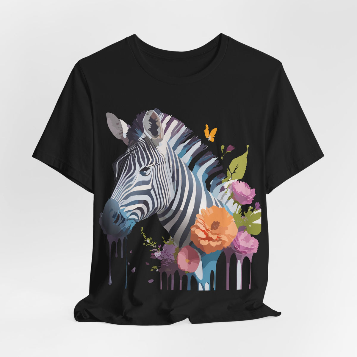 Zebra Graphic Unisex Cotton Bella+Canvas Tee with Art Animal Design e75