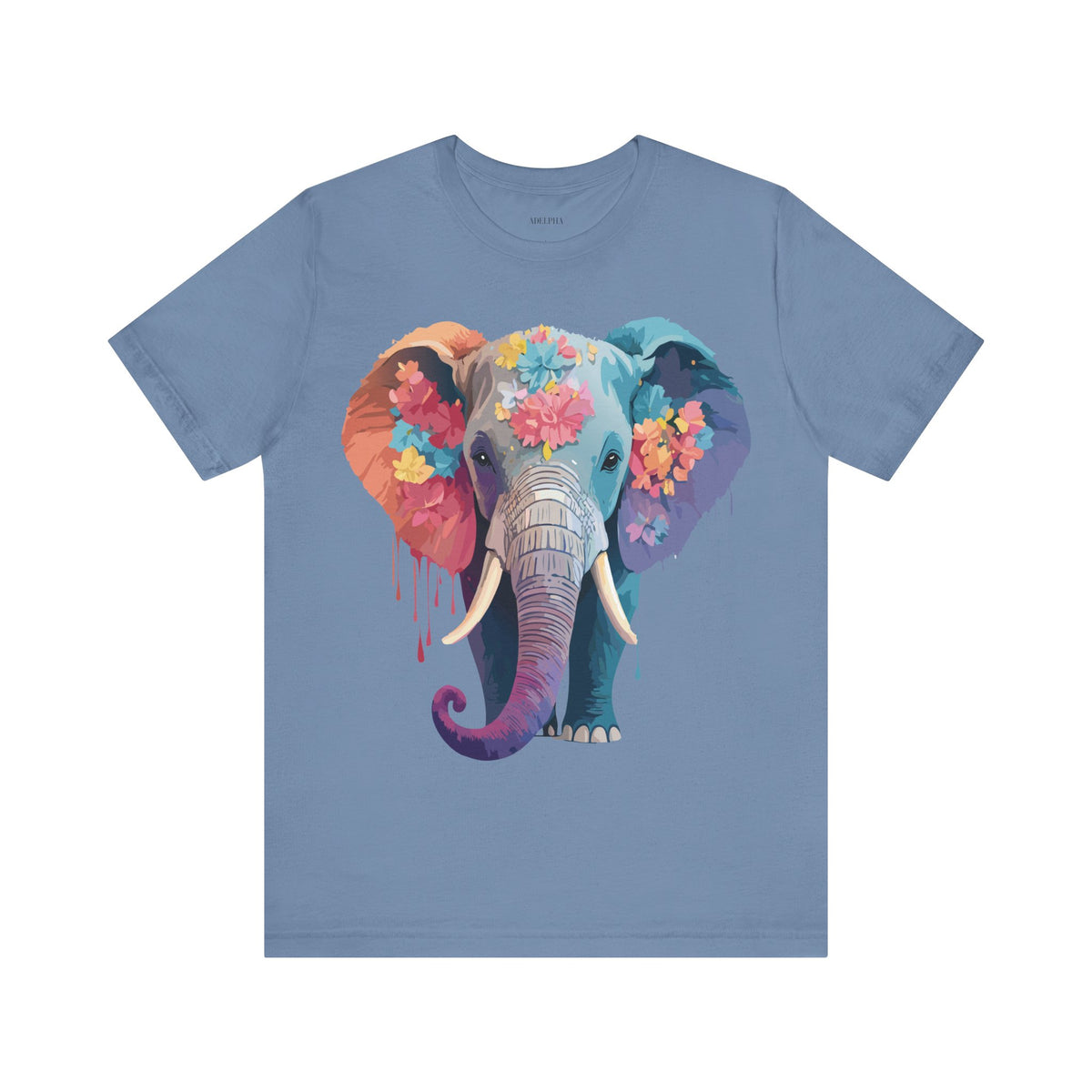 Elephant Graphic Unisex Cotton Bella+Canvas Tee with Art Animal Design e127