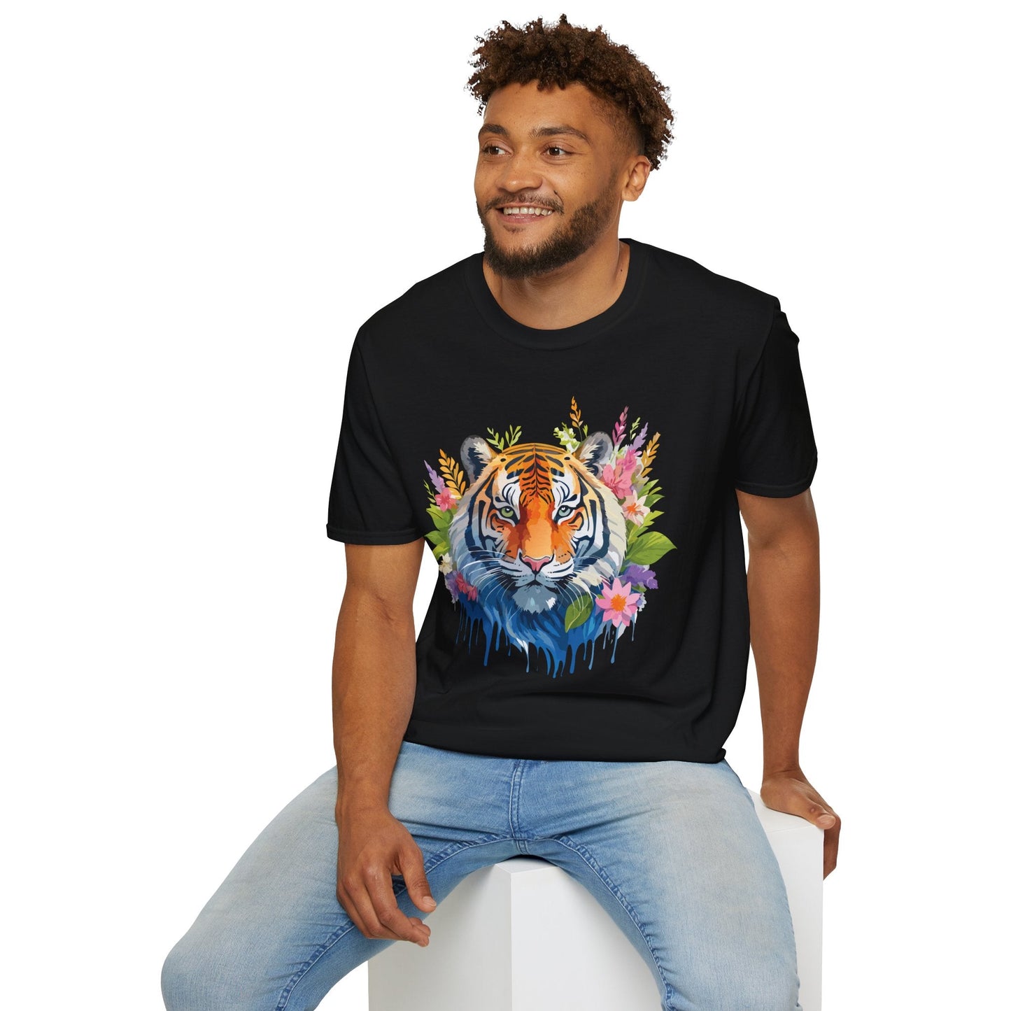 Tiger Print Unisex Gildan Softstyle Tee 64000 100 Percent Ring Spun Cotton
