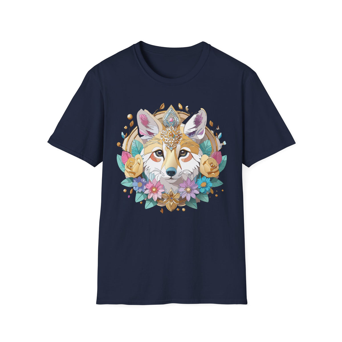 Boho Fox Face T-Shirt | Floral Mandala Fox Tee