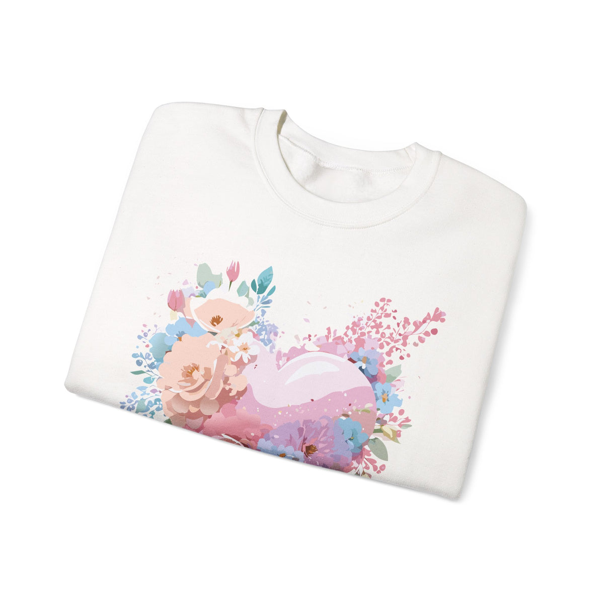 Floral Heart Love Graphic Valentine's Day Sweatshirt Unisex 50/50 Cotton-Poly Sweatshirt w24