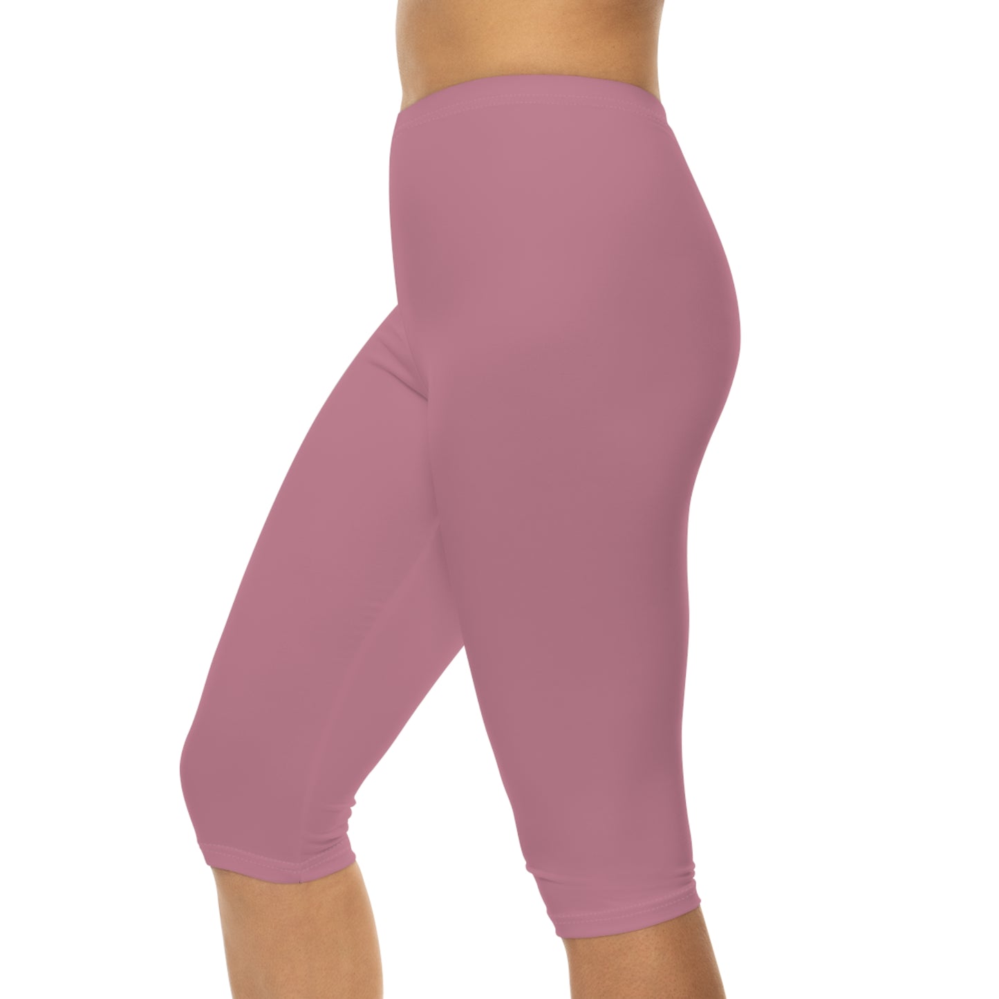 Old Rose Color Women's Brushed Suede Poly Span Casual Capri Leggings XS-2XL