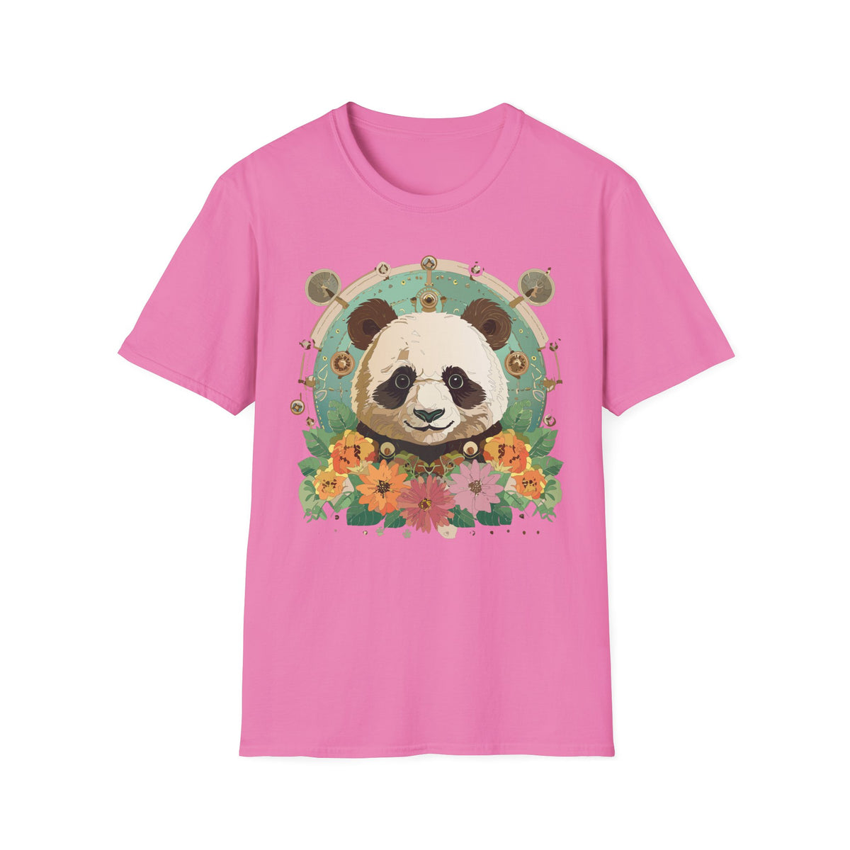 Floral Panda Portrait T-Shirt | Cute Panda Face Tee
