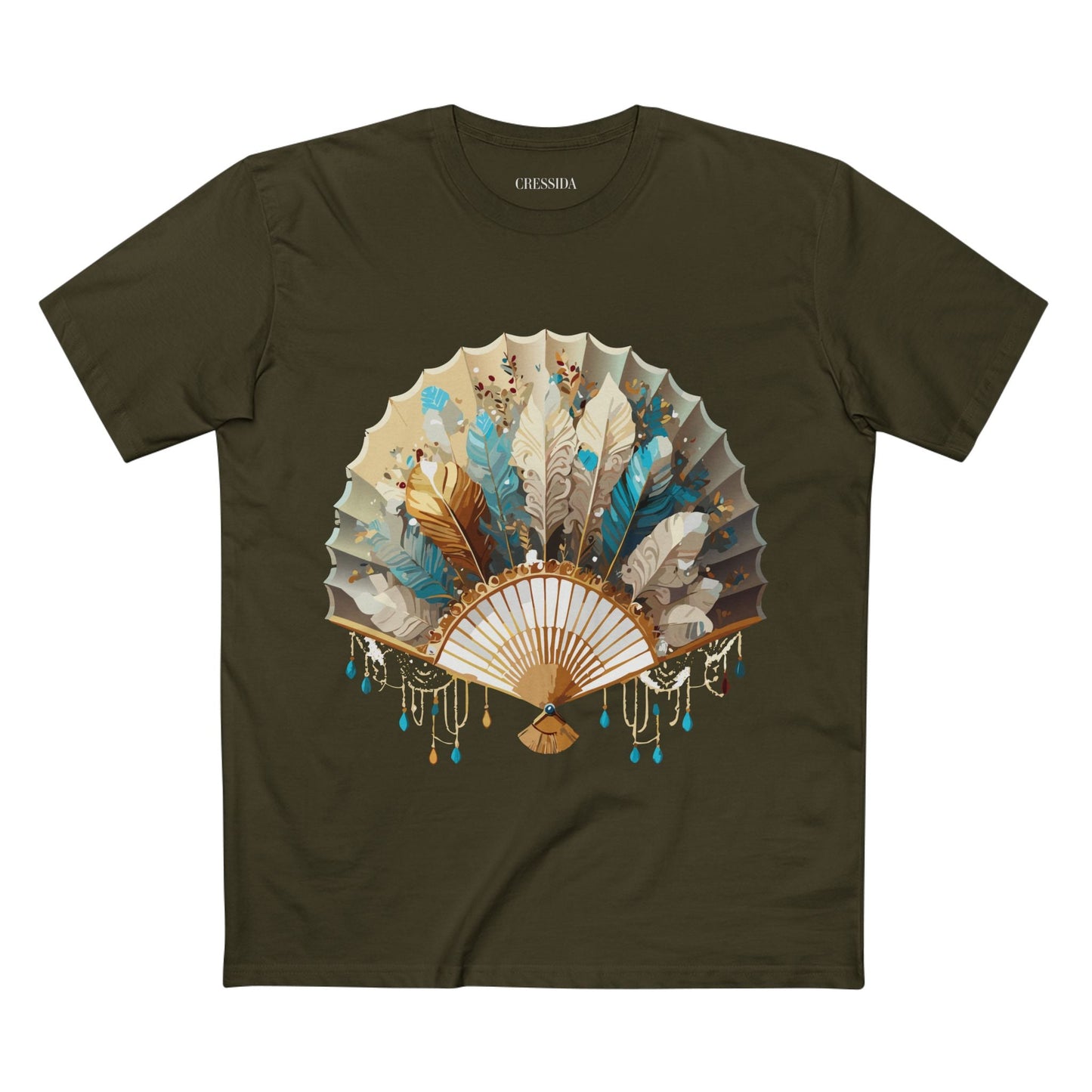 Antique Fan Graphic Design T-Shirt Unisex 100 Cotton Floral Carnival Artwork Tee 9