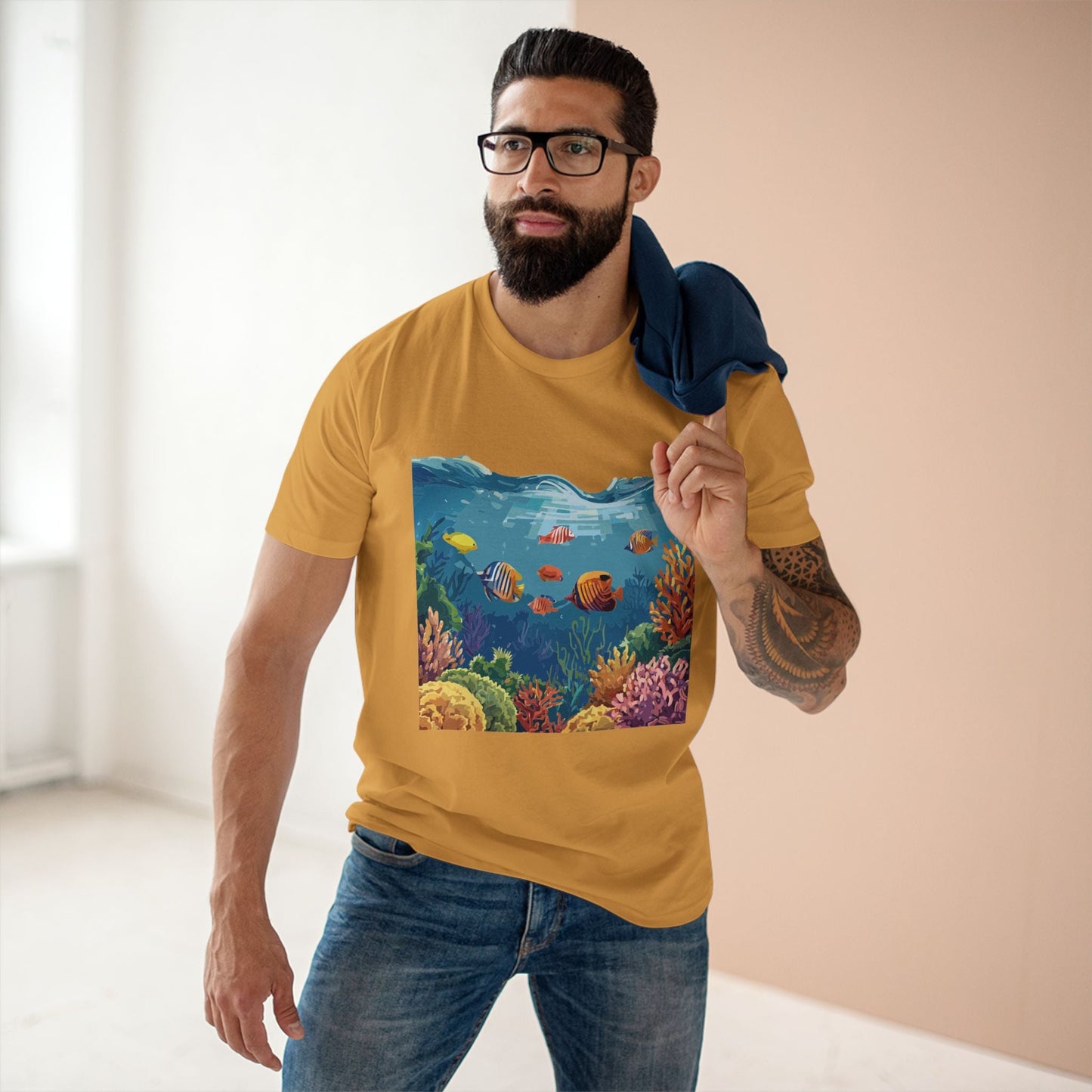 Ocean Pacific OP-25 Unisex Premium Cotton Tee With Original Art Design By Retro2Nova Art Collection