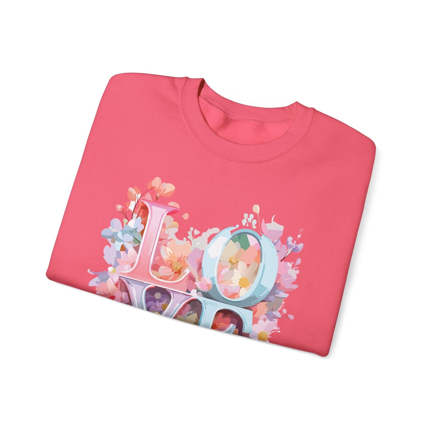 Floral Love Sweatshirt Unisex Valentines Day Crewneck Gildan 18000 50 Cotton 50 Polyester