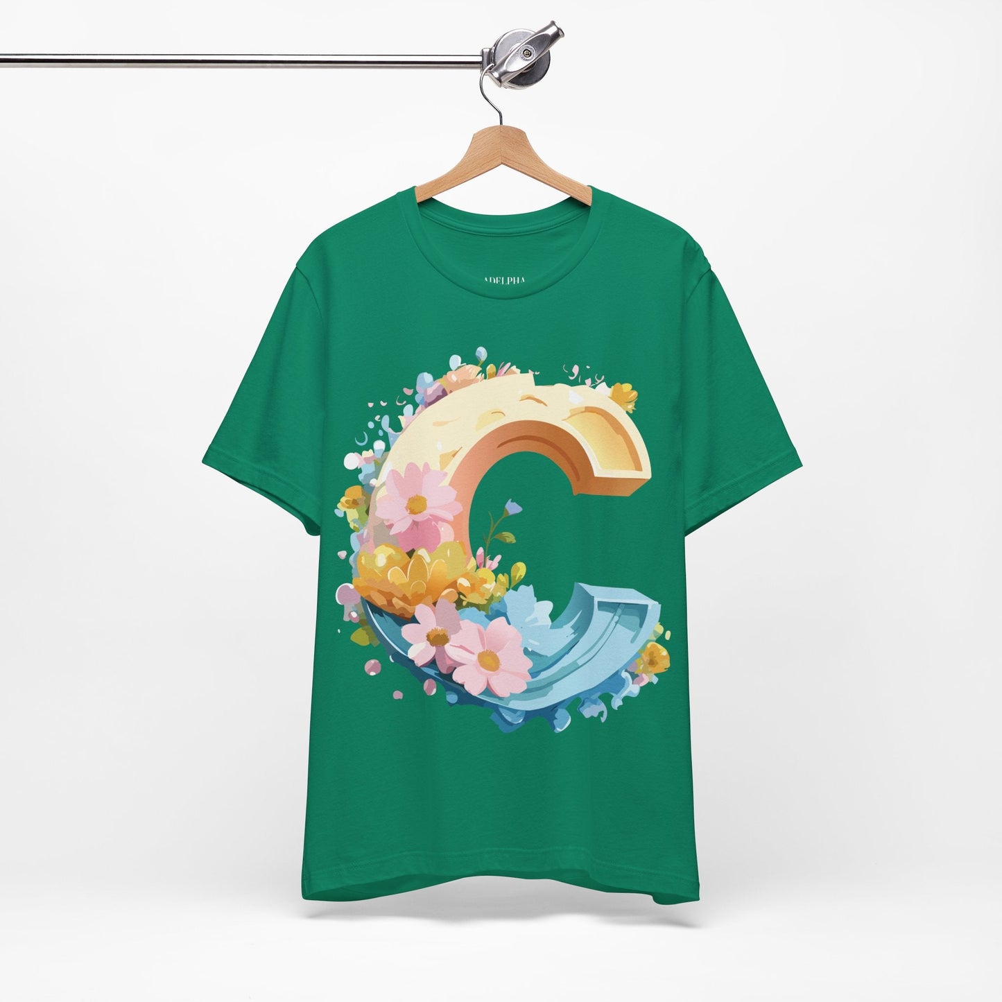 Letter C Graphic Tee Premium Unisex Vintage Art Design Shirt By Adelpha Short Sleeve