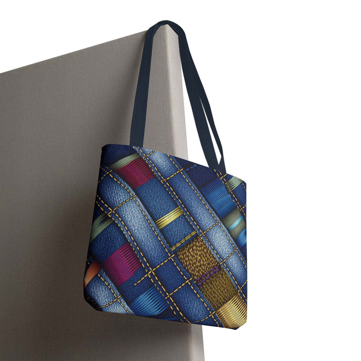 Denim Fabric Imitation Print Unisex Canvas Bag Poly Spun 3 Sizes Tote Bag 148