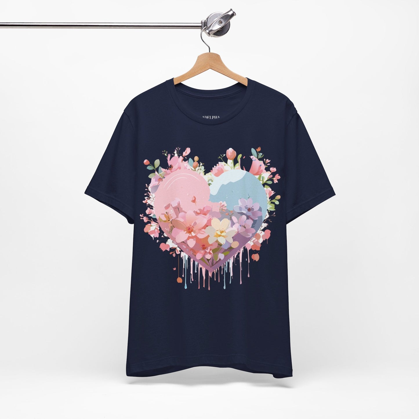 Valentine Day Graphic Unisex 100 Cotton Vintage Artwork with Love and Flower Design Tee 30