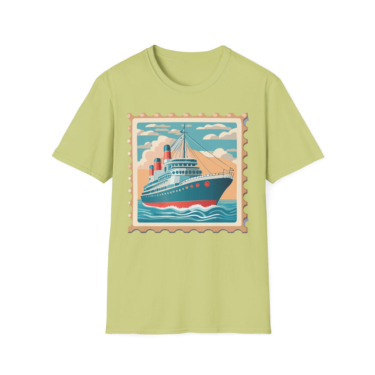 Vintage Ocean Liner Stamp T-Shirt | Retro Cruise Ship Tee