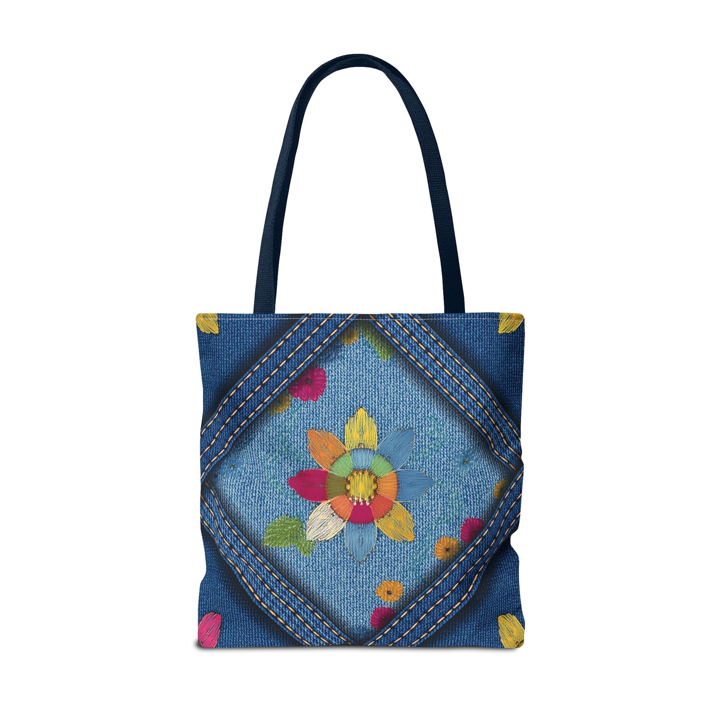 Denim Fabric Imitation Print Unisex Canvas Bag Poly Spun 3 Sizes Tote Bag 177