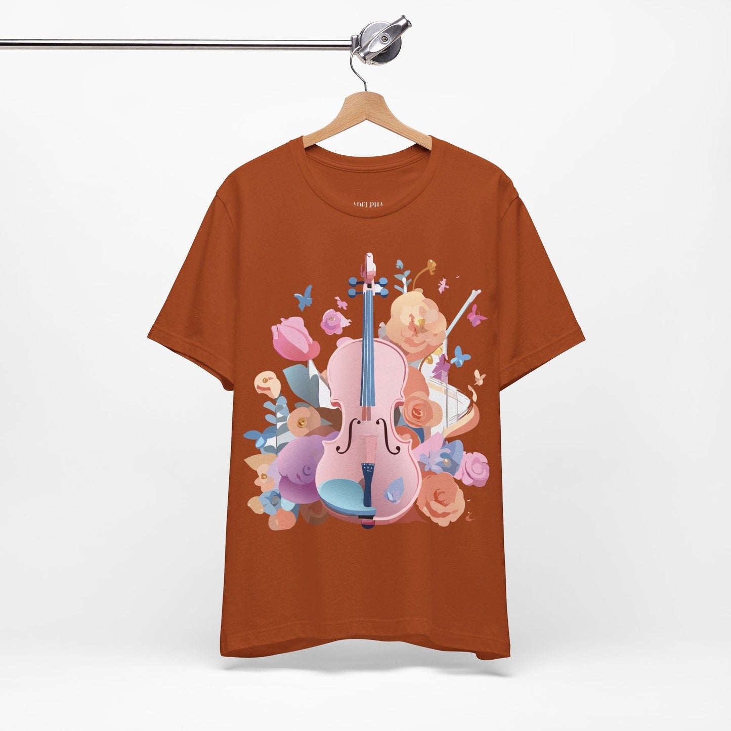 Music Graphic Unisex 100 Cotton Vintage Art with Musical Elements Tee 9
