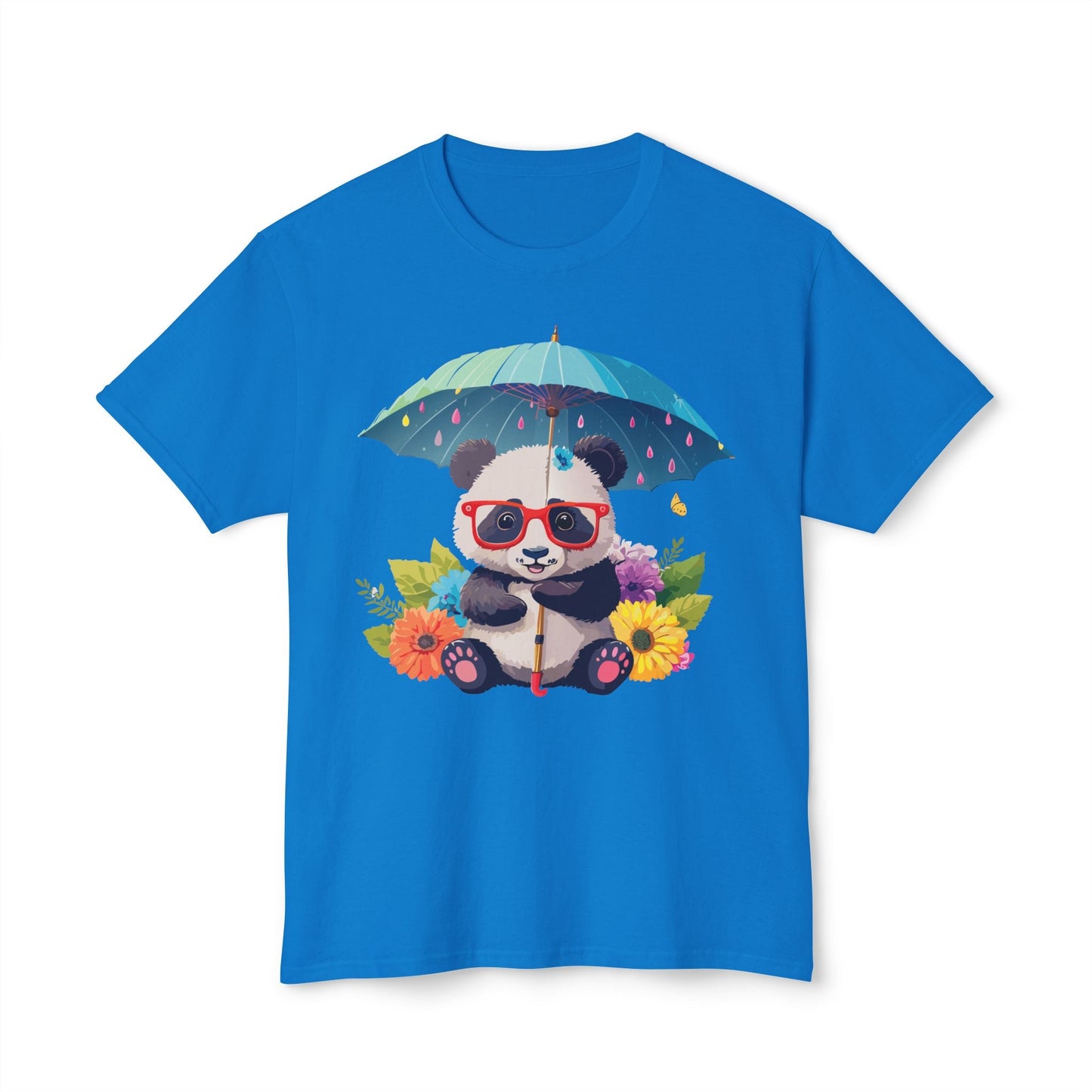 Panda Art T Shirt Unisex HD Cotton Tee With Floral Print Panda Design USA Printed Now
