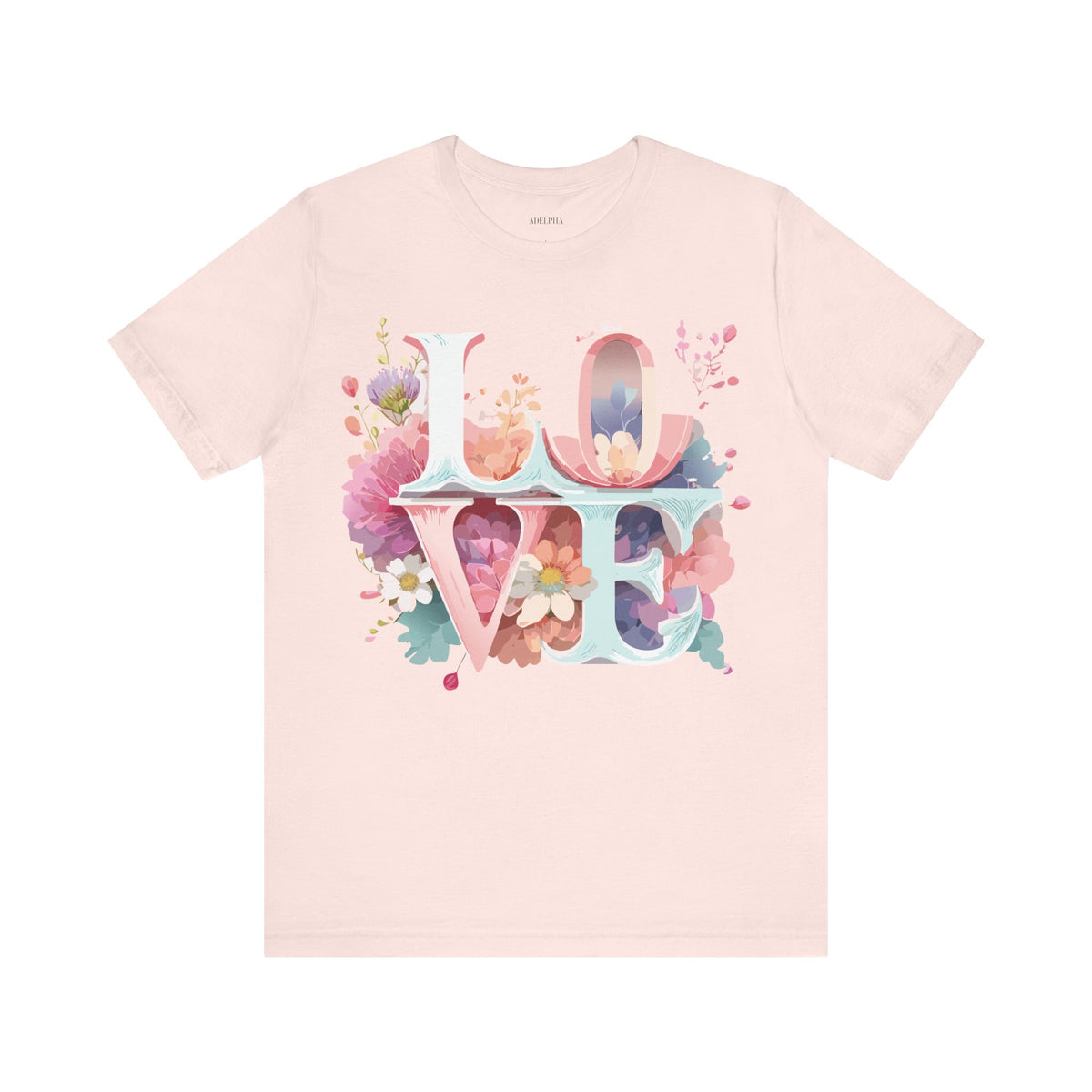 Valentine's Day Graphic Unisex Cotton Bella+Canvas Tee with Floral Art Design d107