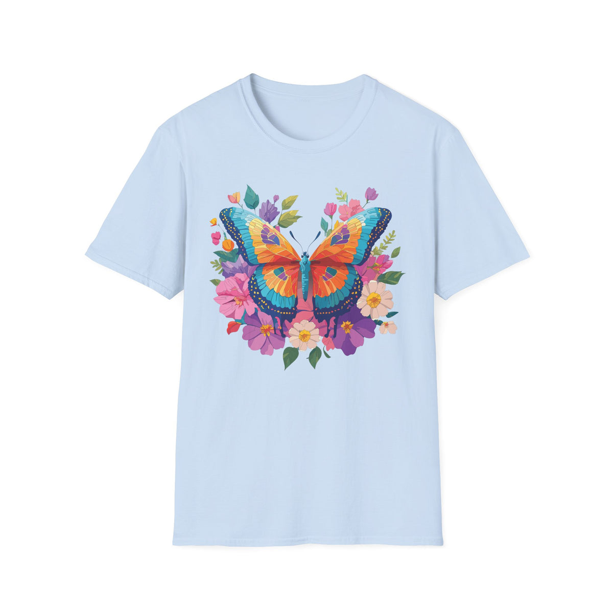 Colorful Butterfly Floral Tee | Vibrant Monarch Butterfly Graphic Tee Unisex 100 Cotton Gildan T-Shirt