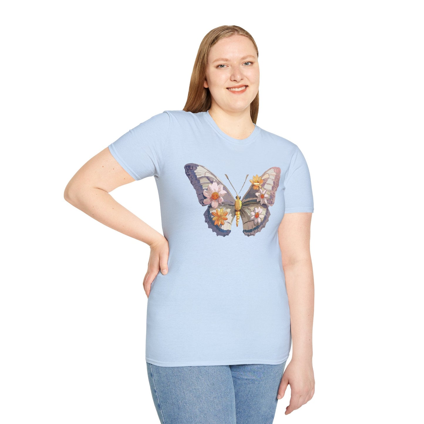 Butterfly Shirt Unisex Short Sleeve Tee Monarch Butterfly Design Gildan Softstyle 64000