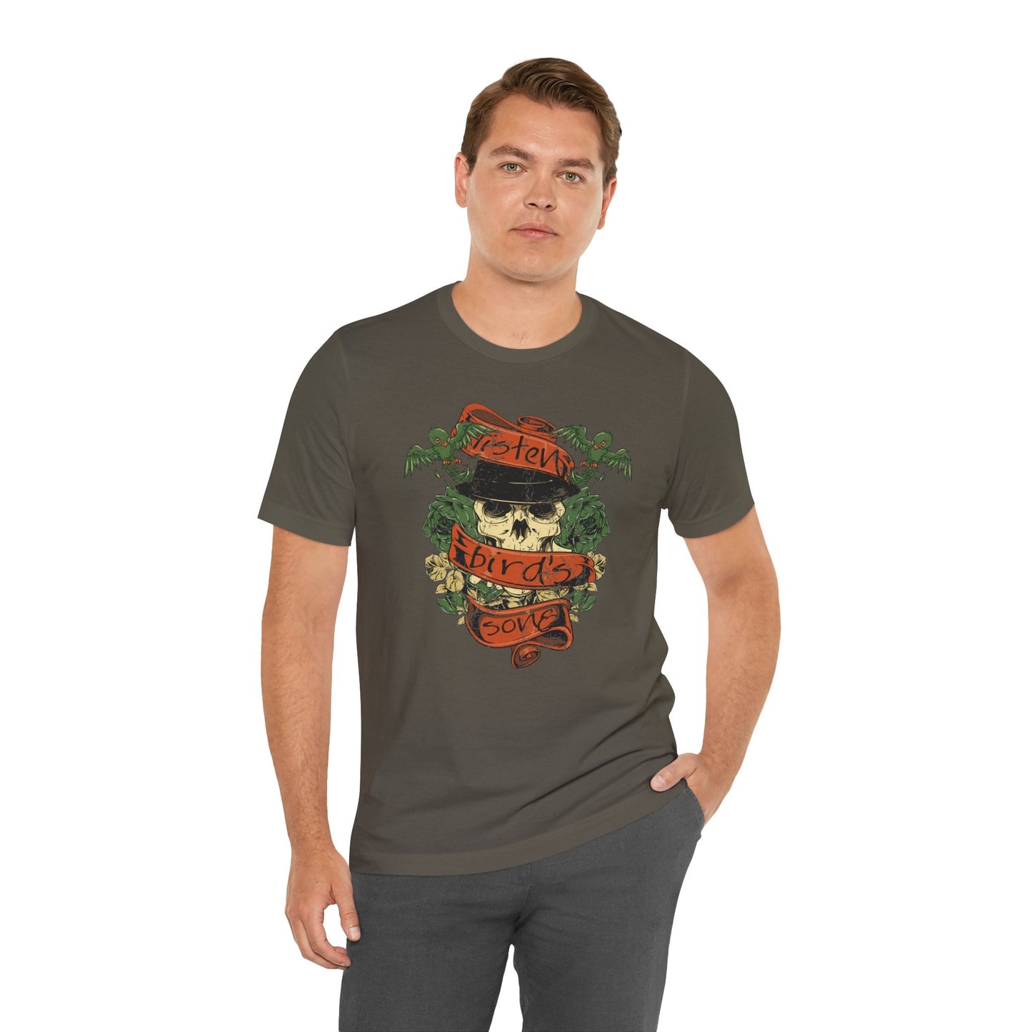 Skull Floral Tattoo Style Graphic Design Unisex Cotton T-Shirt Art-38
