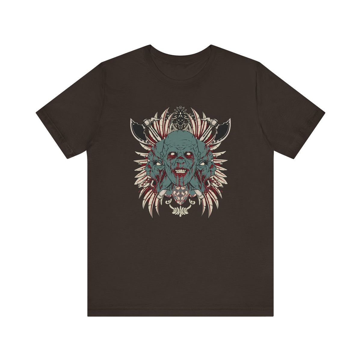 Zombie Skull Mandala T-Shirt Horror Graphic Tee, Gothic Skull Unisex Cotton Art-54-2
