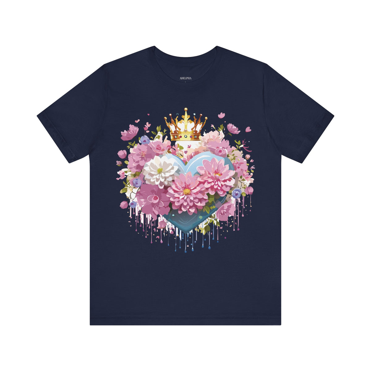 Valentine's Day Graphic Unisex Cotton Bella+Canvas Tee with Floral Art Design d106