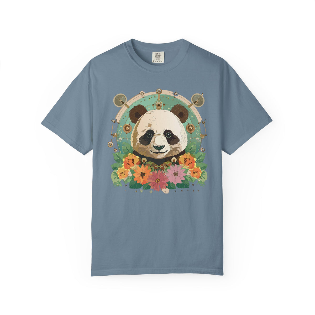 Panda Portrait T-Shirt Unisex Cotton Floral Chinese Graphic Circle Animal Art Tee p3