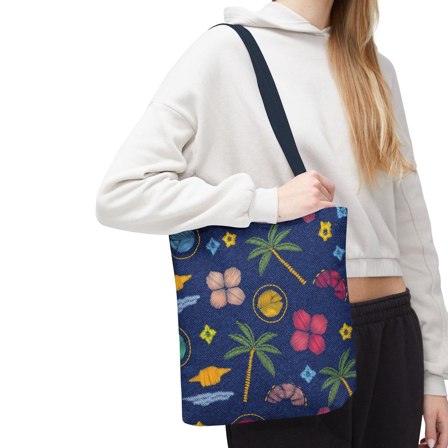 Denim Fabric Imitation Print Unisex Canvas Bag Poly Spun 3 Sizes Tote Bag 182-7
