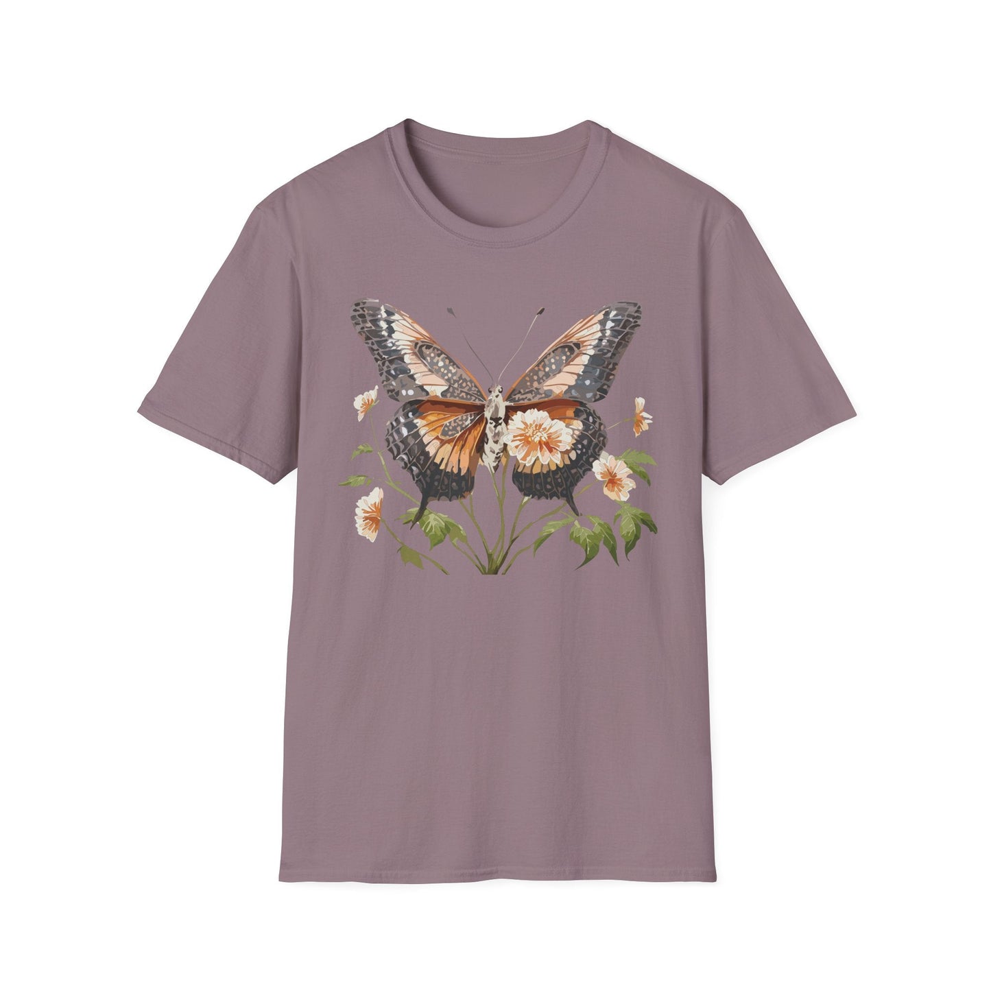 Butterfly T Shirt Unisex Softstyle Gildan 64000 Cotton Tee Monarch Print Comfort