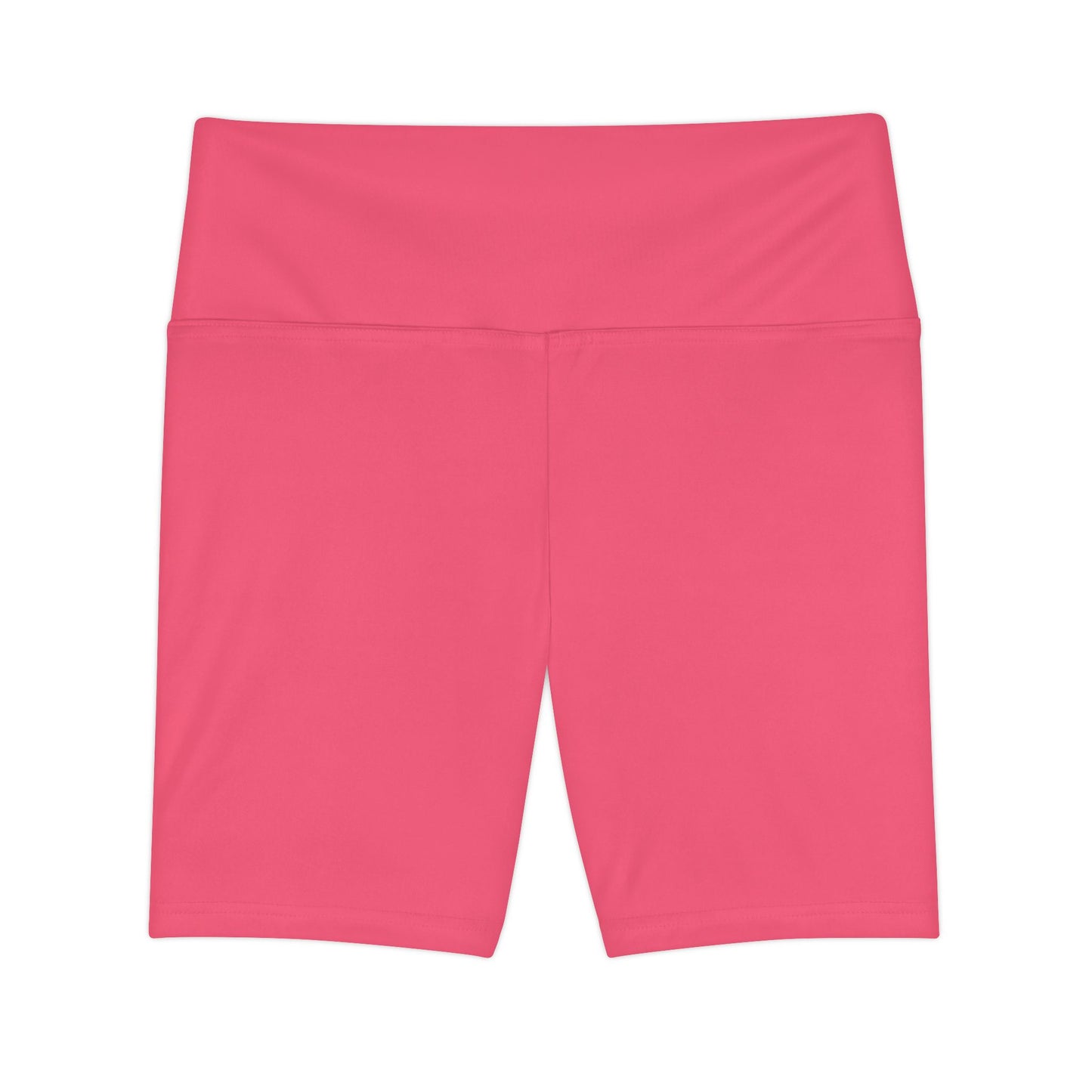 Mid Coral Women's Workout Shorts — High-Waist Biker Shorts (Solid Pink)