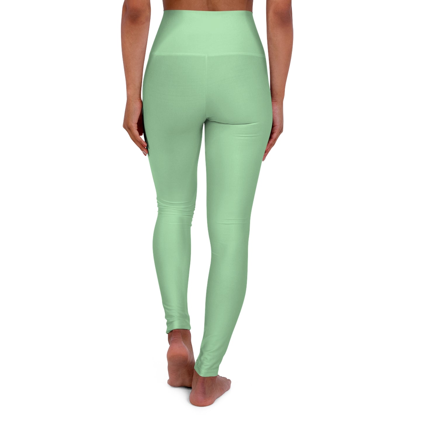Celadon Green Color High-Waist Yoga Leggings Women's Seamless Poly-Span Stretchy Pants XS-2XL