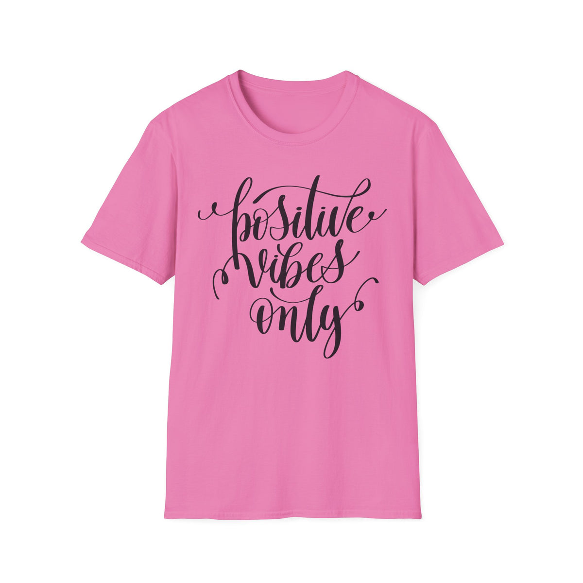 Positive Vibes Only T-Shirt Unisex Cotton Short Sleeves Handlettered Inspirational Tee