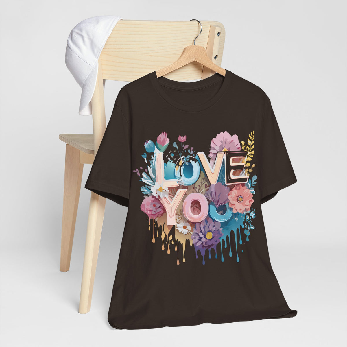 Valentine's Day Graphic Unisex Cotton Bella+Canvas Tee with Floral Art Design d127