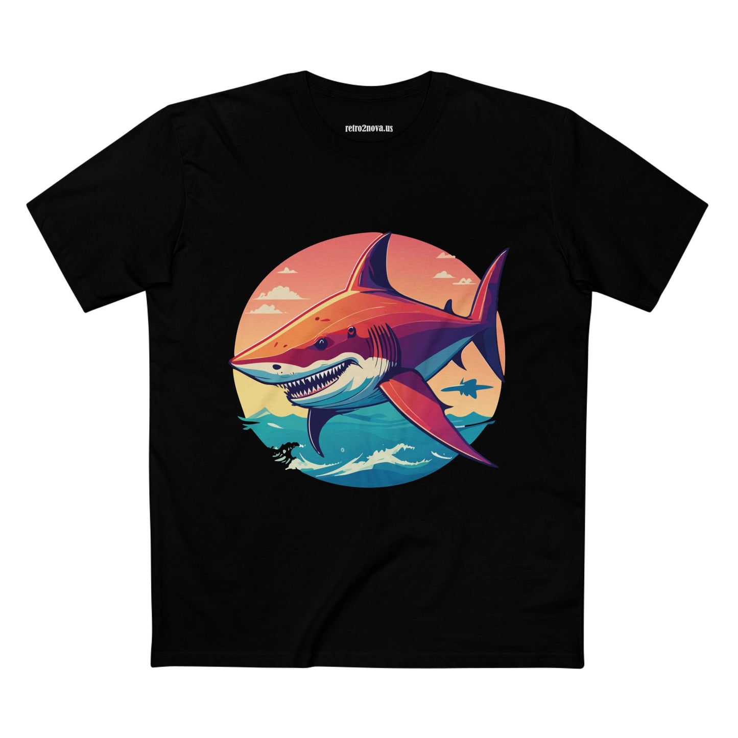 Unisex Premium Cotton Staple Tee With Original Art Shark Shirt From Retro2Nova Art Collection Soft Breathable Comfort