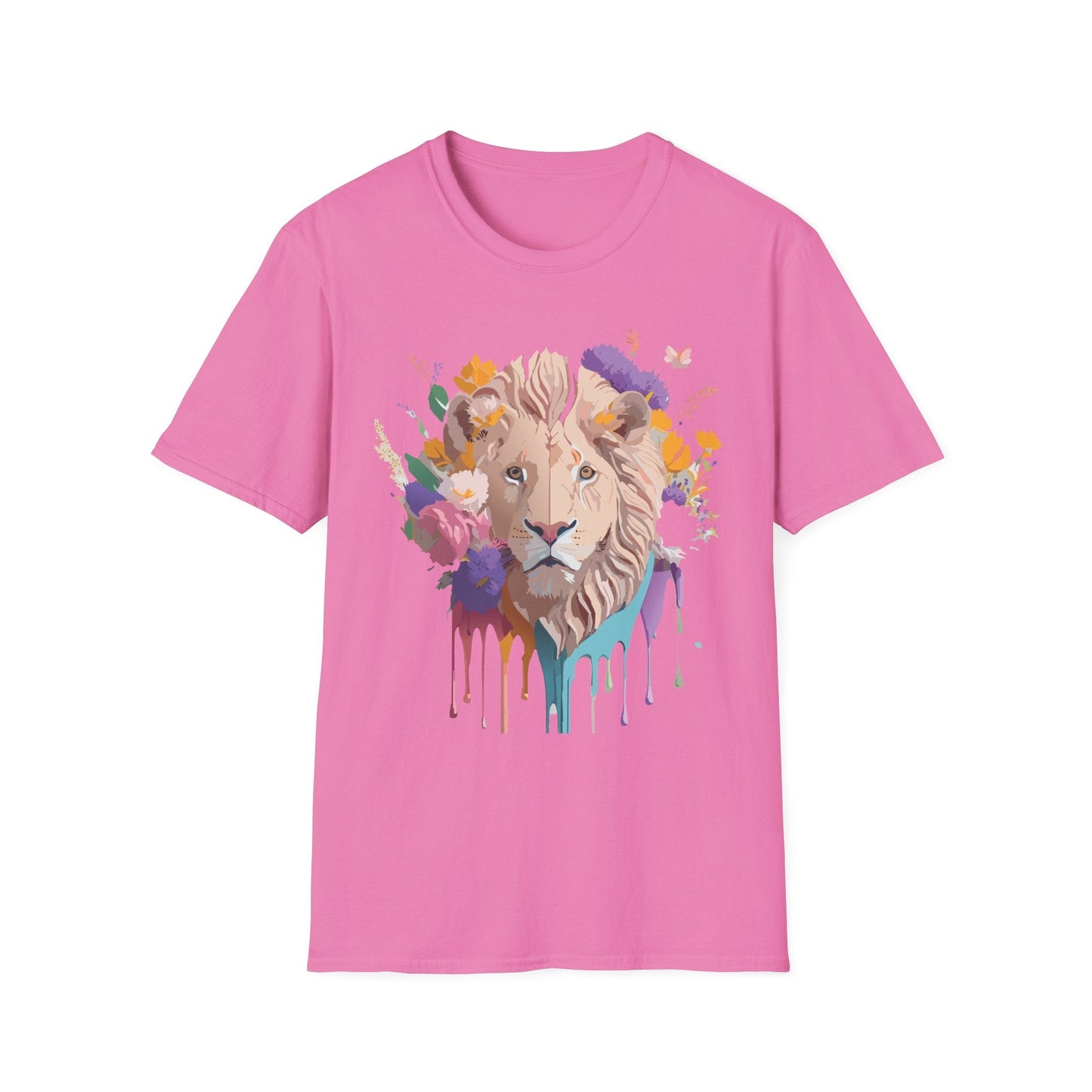 Unisex Lion Shirt Floral Lion Tee Softstyle 64000 Gildan Cotton Tee