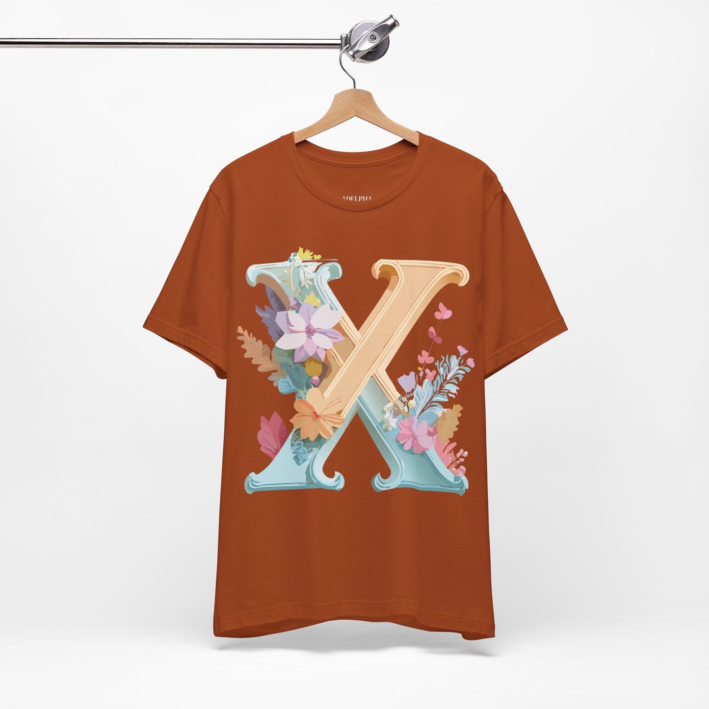 Letter X Shirt Graphic Tee Unisex Vintage Inspired Artwork By Adelpha Premium Comfort