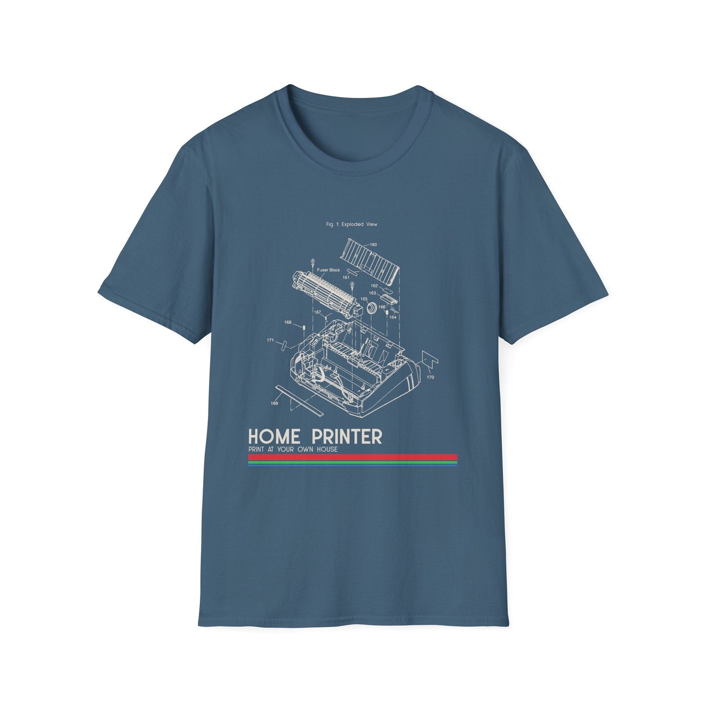 Unisex Cotton T-Shirt Vintage Home Printer Blueprint Tee Home Printer Works 4 Microdots Slogan