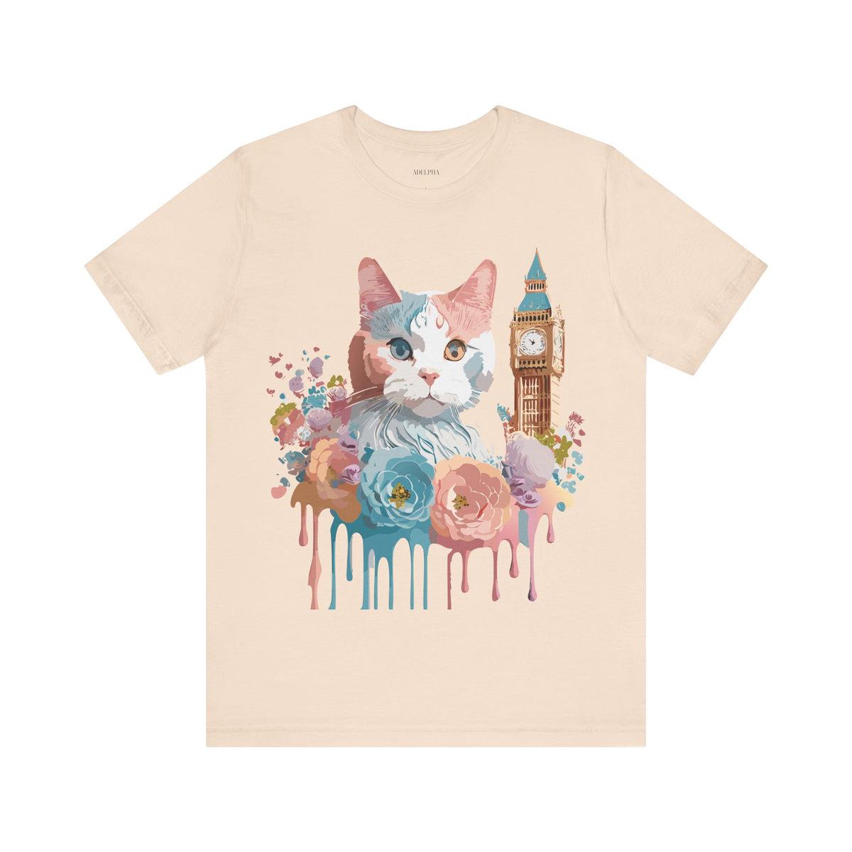 Cat Graphic Unisex Cotton Bella+Canvas Tee with Art Animal Design e112