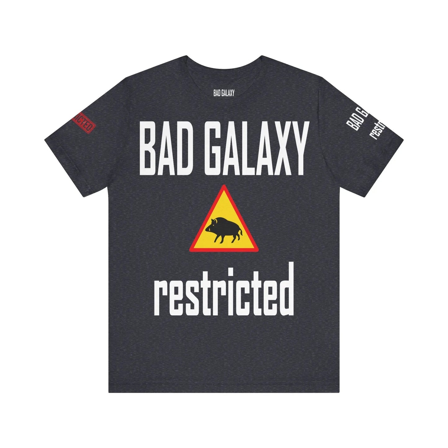 Tee Shirt With Red Stamp From Bad Galaxy Made To Order 100 Percent Cotton USA Printed With Eco Inks