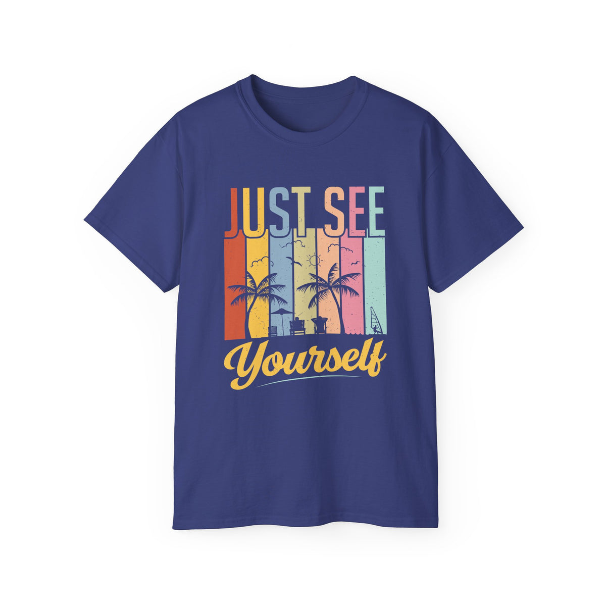 Just See Yourself T-Shirt | Retro Sunset Palm Trees Tee
