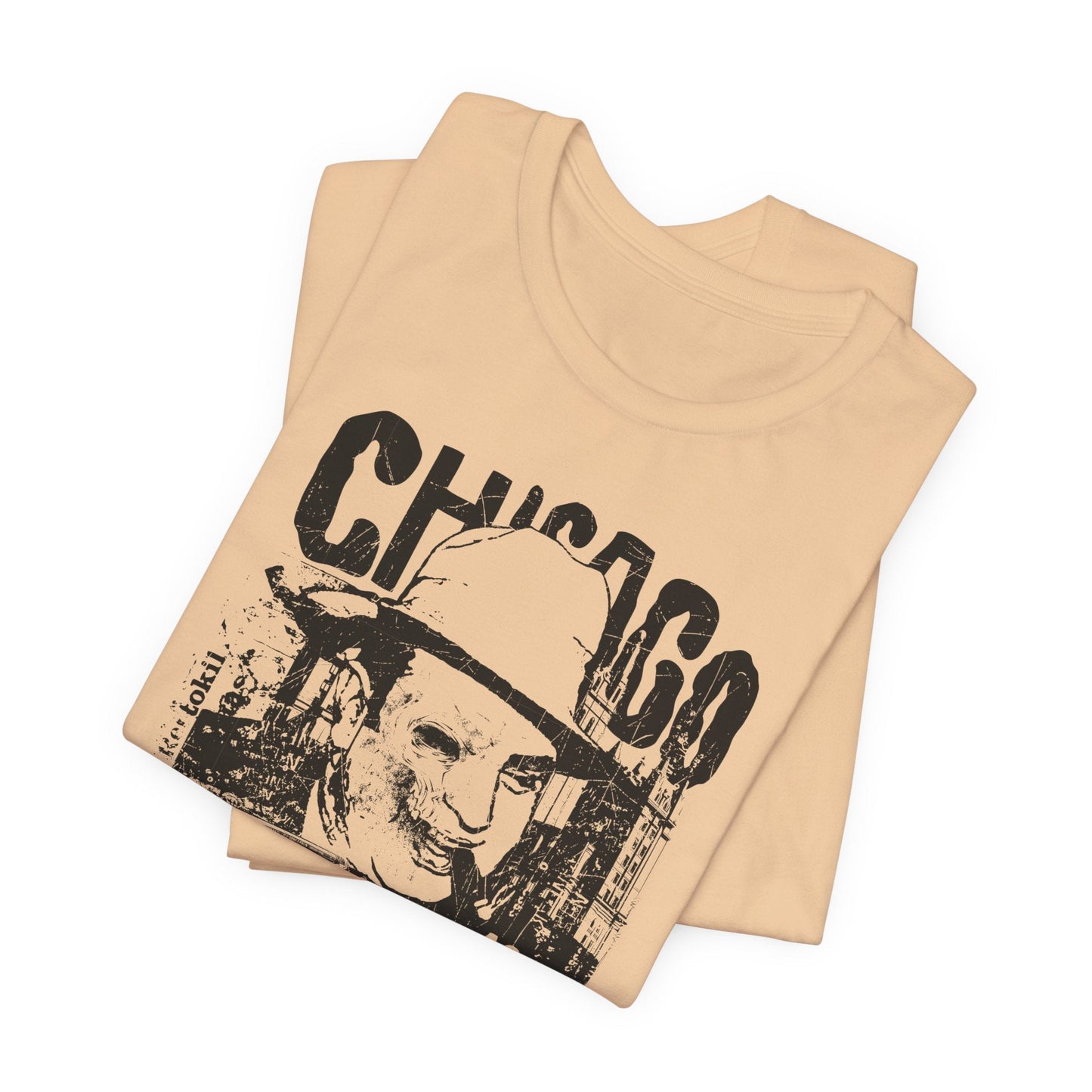 Chicago Retro Mobster Illustration Tee Vintage Car Cityscape Art Design T-Shirt A-8