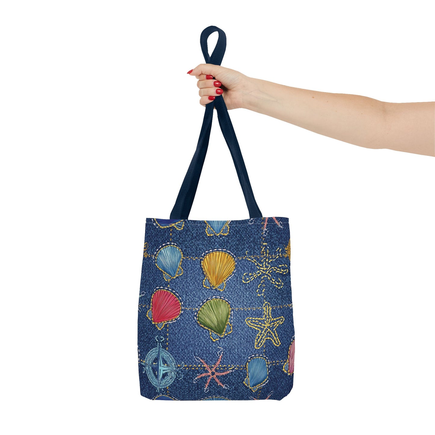 Denim Fabric Imitation Print Unisex Canvas Bag Poly Spun 3 Sizes Tote Bag 182-25