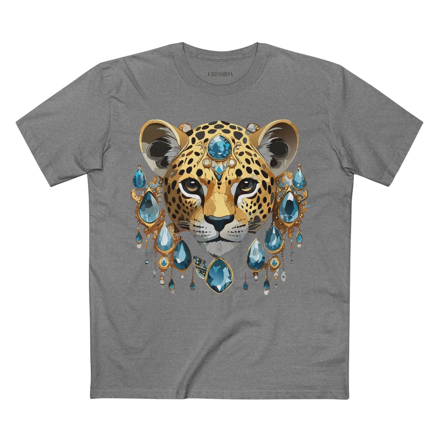 Cheetah Graphic Unisex 100 Cotton Tee With Unique Animal Golden Medallion Art Design 48