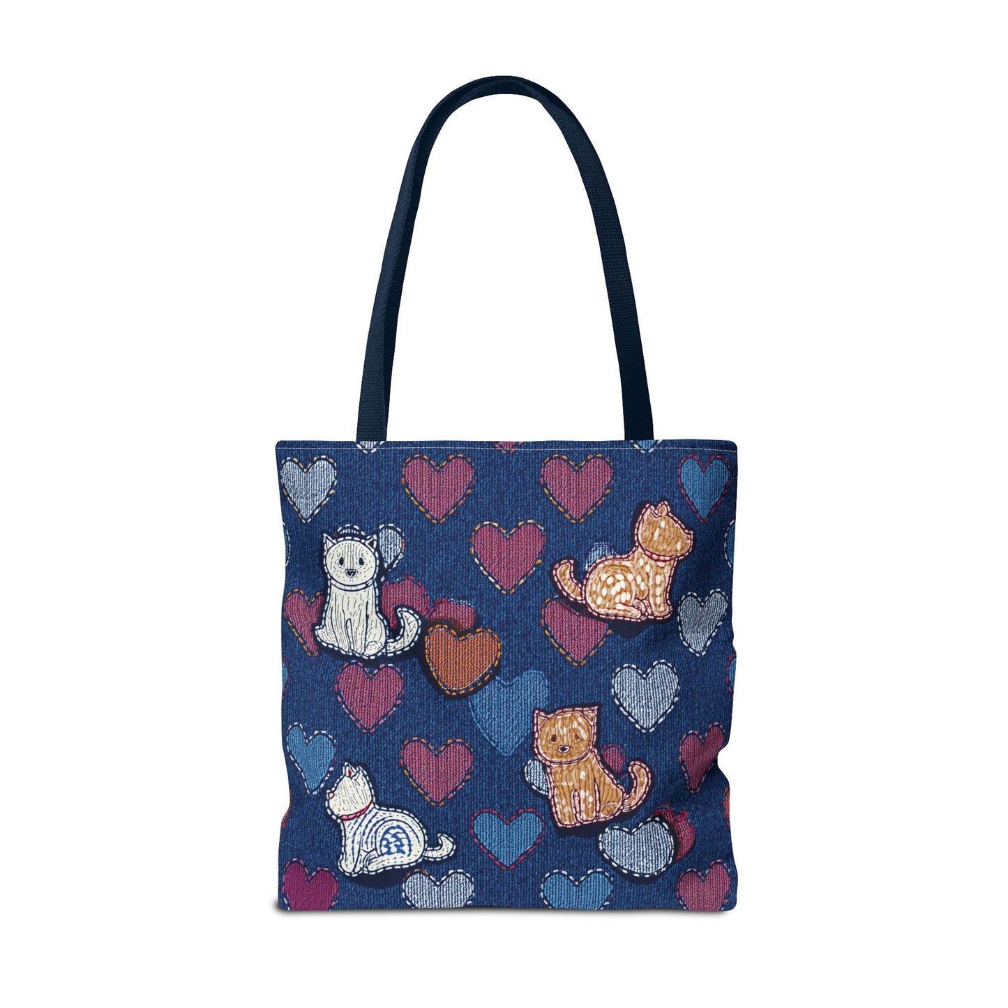 Love Day Graphic Design Denim Fabric Imitation Print Unisex Canvas Bag POLY 3 Sizes Tote Bag 201-3