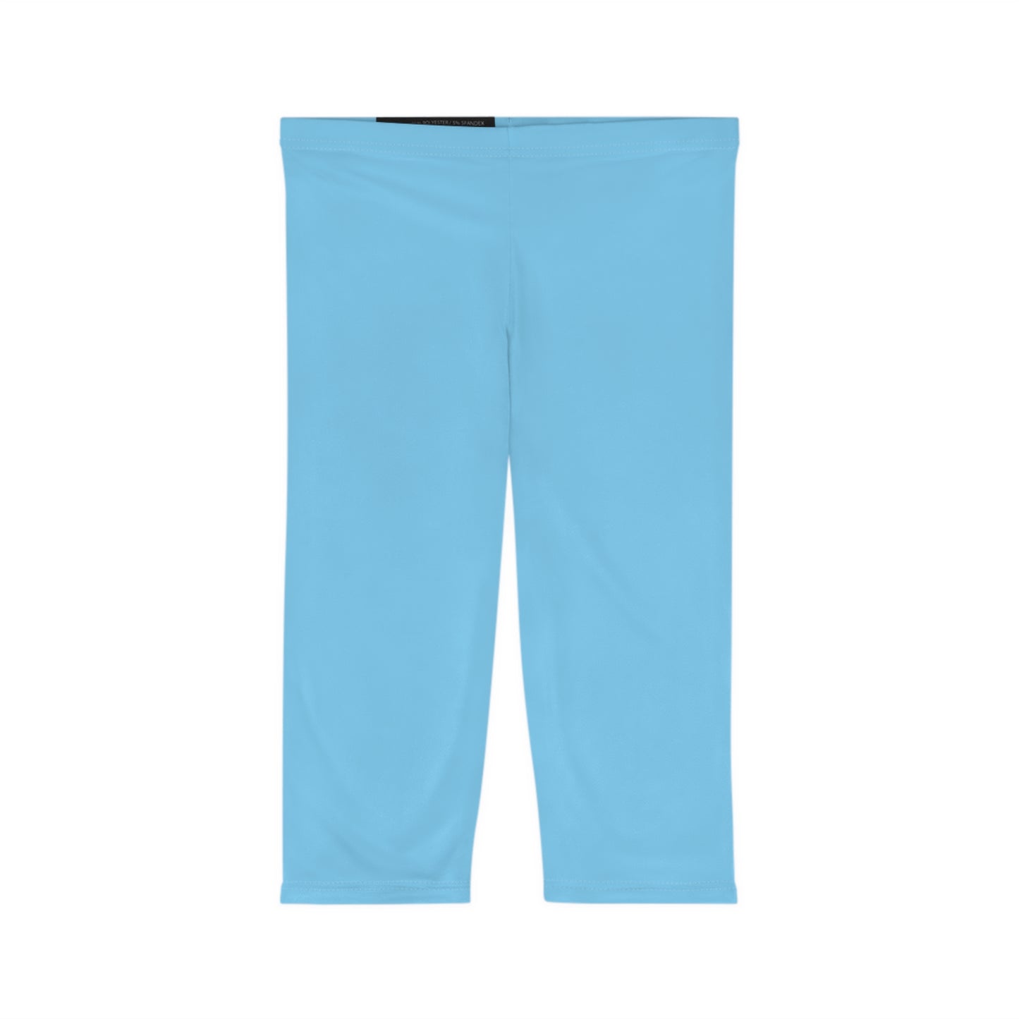 Frozen Lake Blue Color Women's Brushed Suede Poly Span Casual Capri Leggings XS-2XL