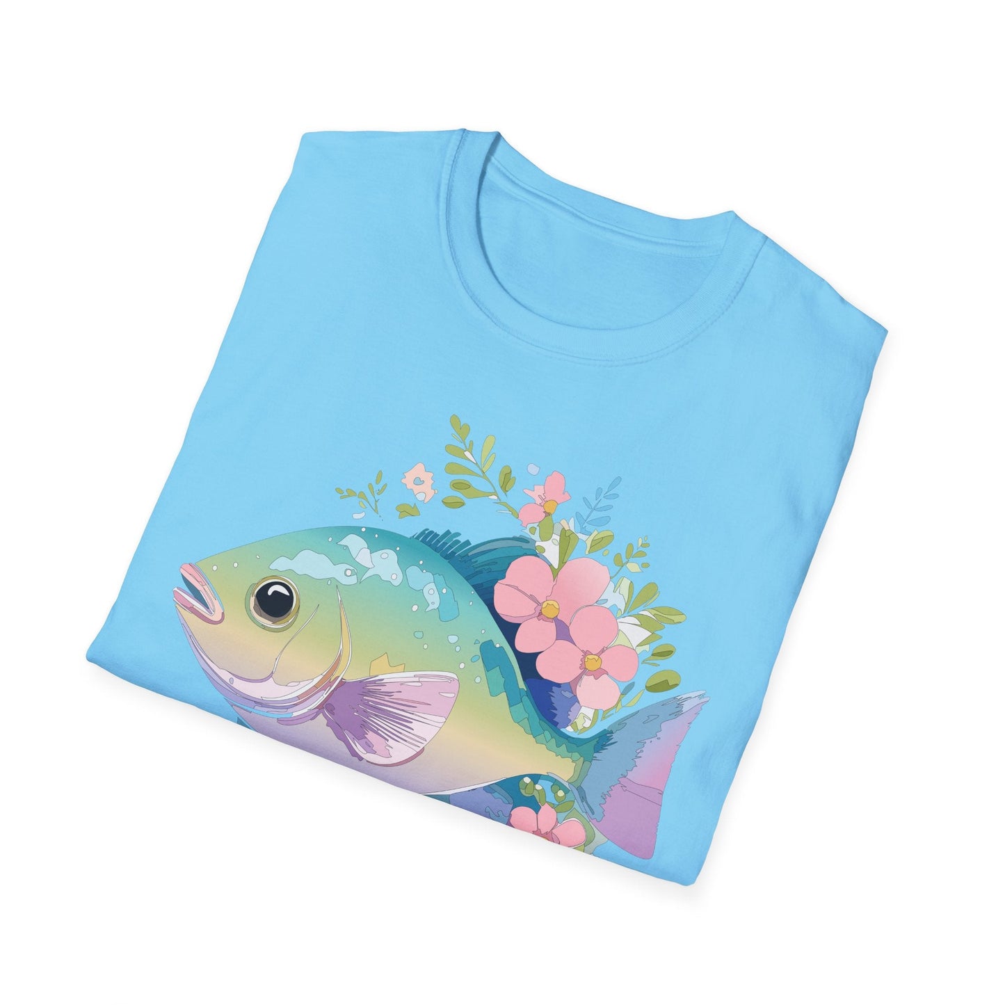 Fish Art Graphic Tee Unisex Gildan Softstyle 64000 100 Percent Ring Spun Cotton Comfortable Tee