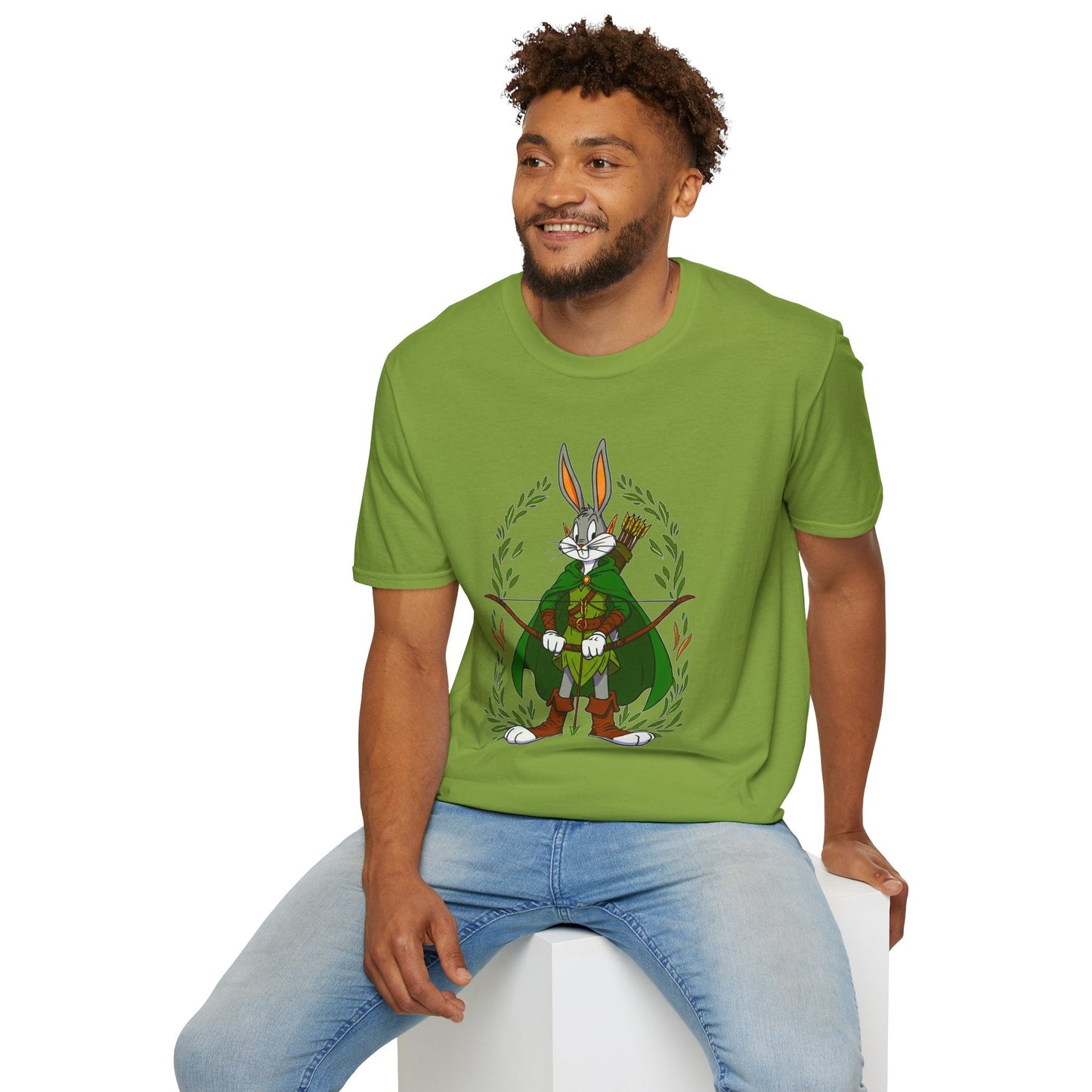 Bugs Bunny T Shirt Cartoon Art Tee Unisex Gildan Softstyle 64000 100 Percent Ring Spun Cotton