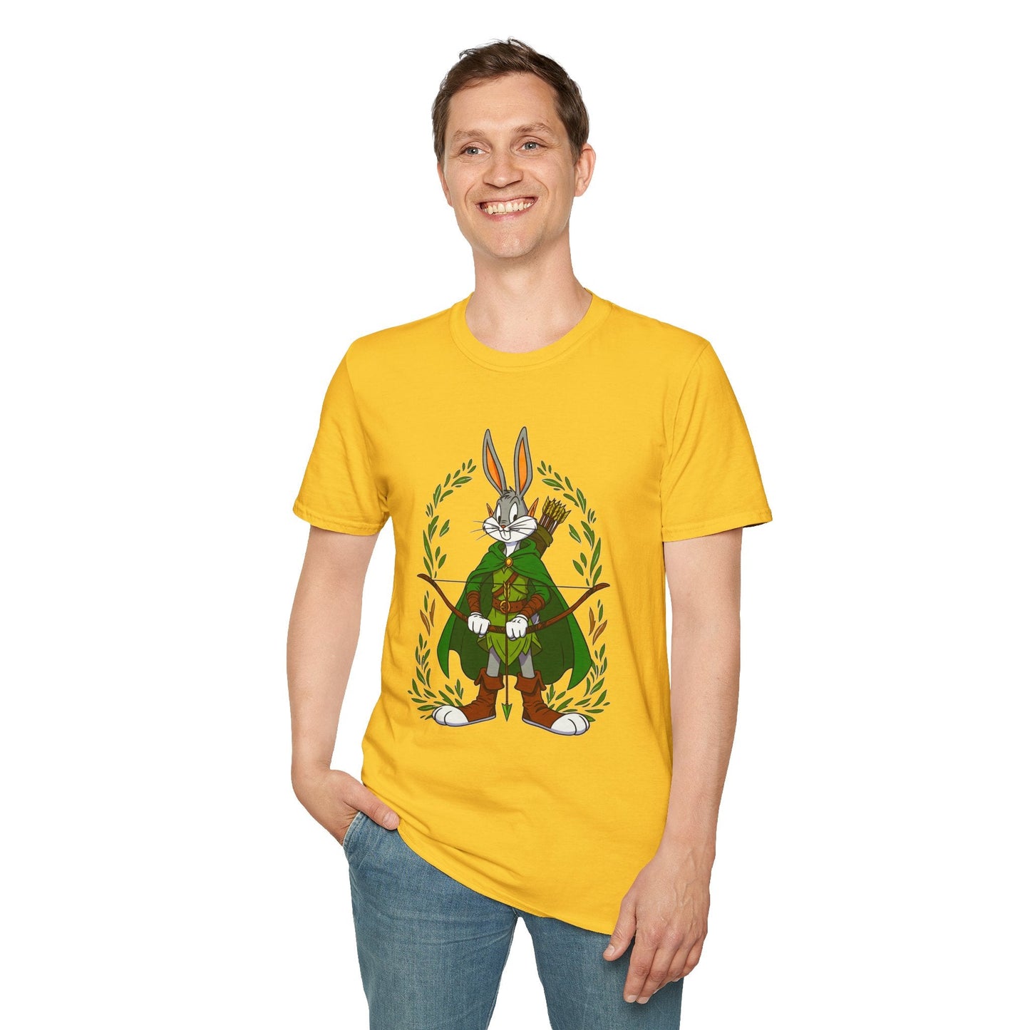 Bugs Bunny T Shirt Cartoon Art Tee Unisex Gildan Softstyle 64000 100 Percent Ring Spun Cotton