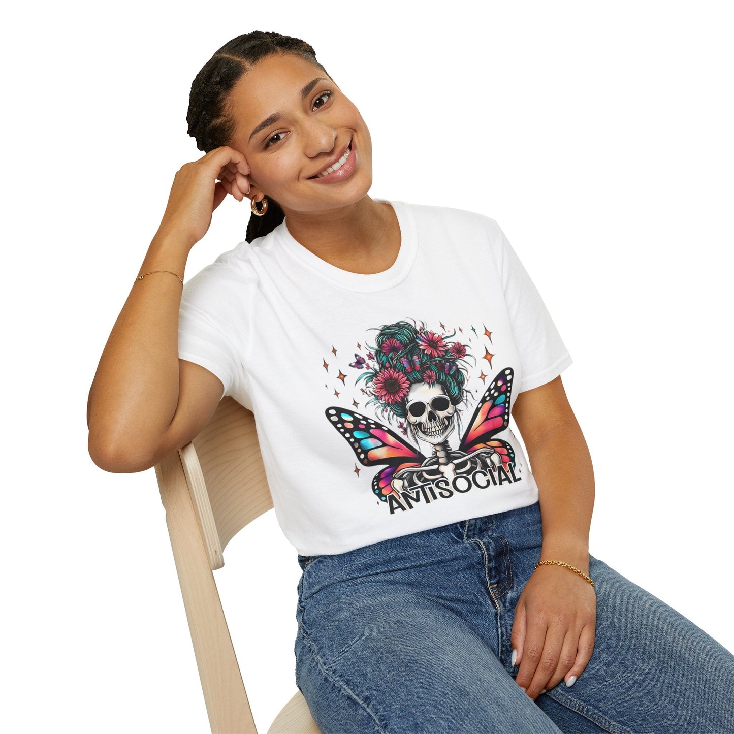 Unisex Skull Graphic Tee Shirt Short Sleeve Skeleton Gildan Softstyle 64000 100 Ring Spun Cotton