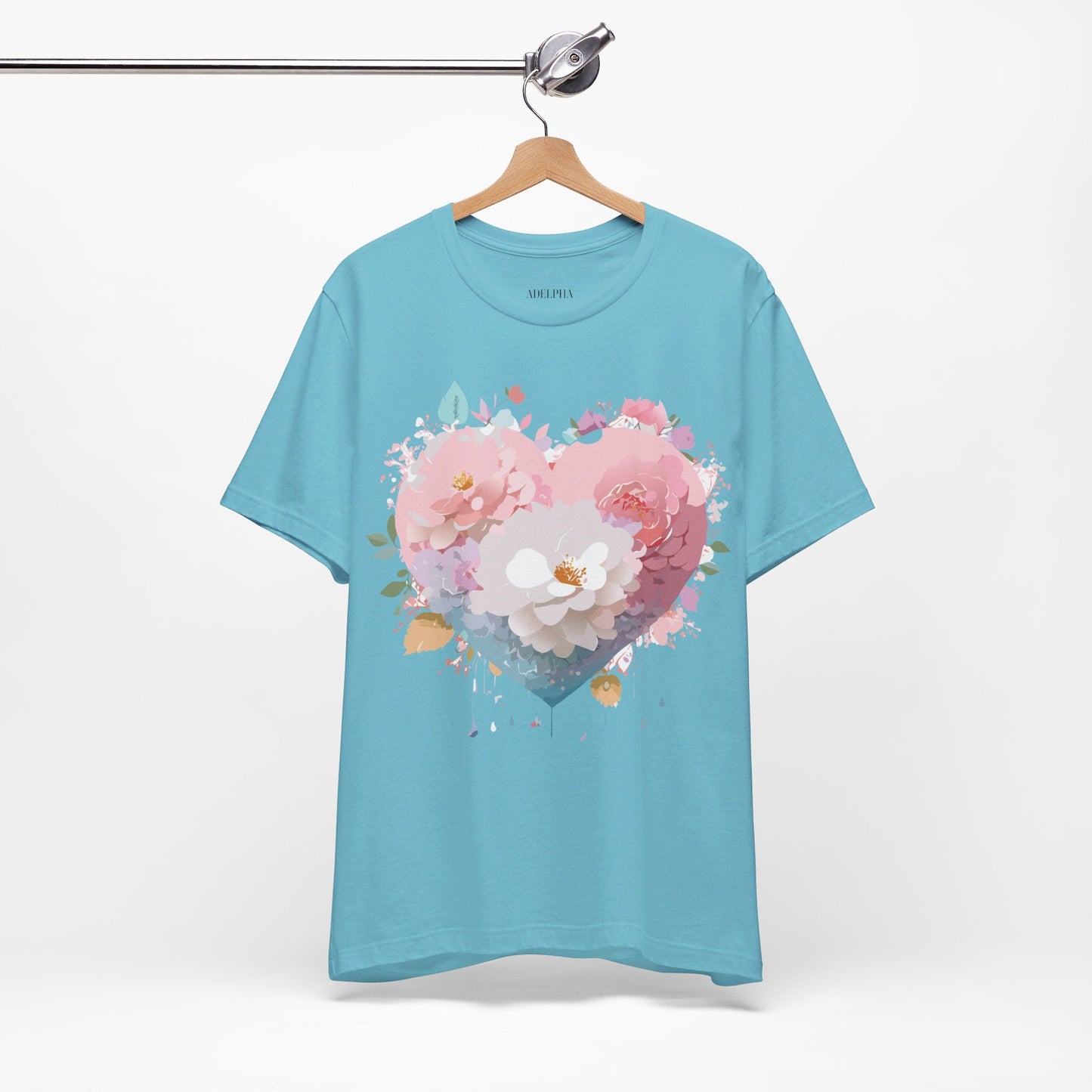 Valentine Day Graphic Unisex 100 Cotton Vintage Artwork with Love and Flower Design Tee 35