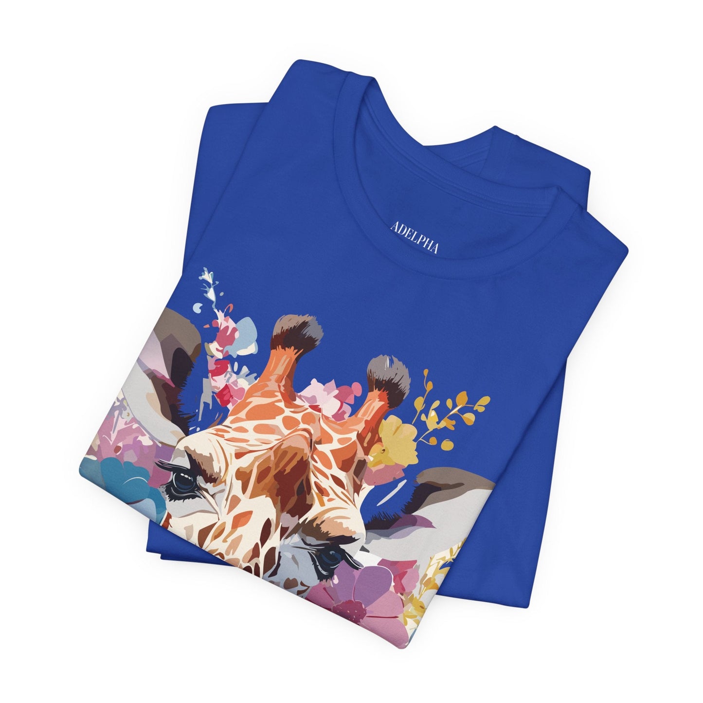 Giraffe Graphic Tee Unisex Premium Short Sleeve Jersey Shirt With Vintage Inspired Art By Adelpha