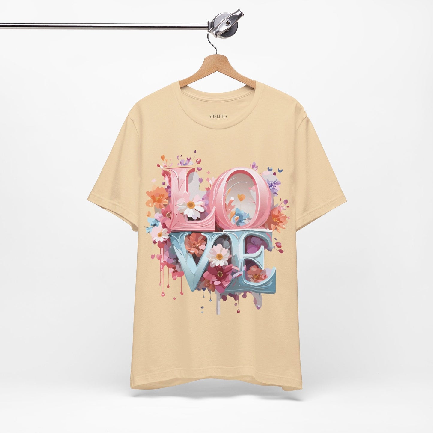 Valentine Day Graphic Unisex 100 Cotton Vintage Artwork with Love and Flower Design Tee 45